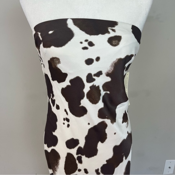 NWT BY ANTHROPOLOGIE SATIN MIDI SLIP DRESS COW PRINT SIZE SMALL - Picture 10 of 16